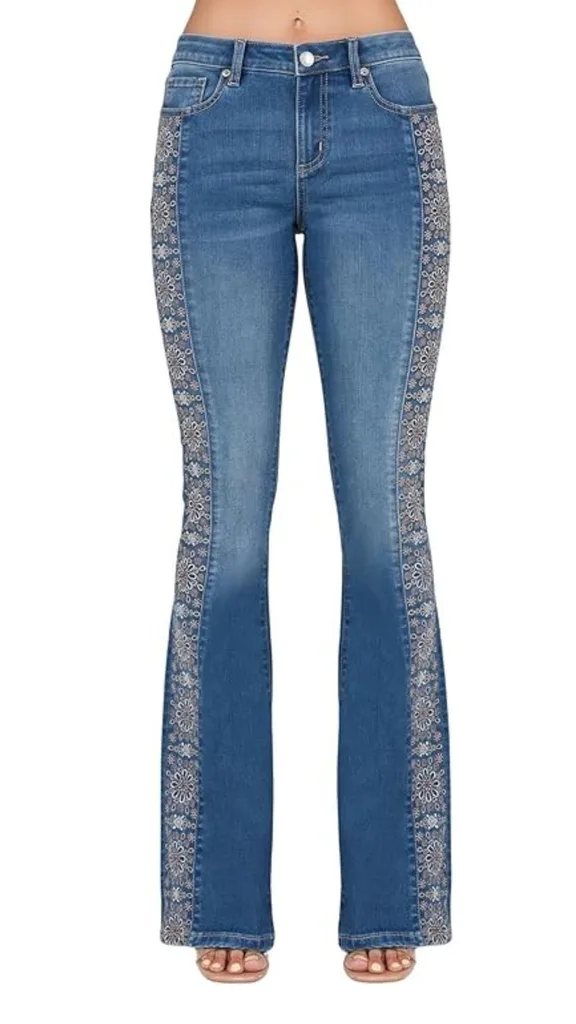 Miss Me Jeans, Towering Floral Mid-Rise Flare Jeans