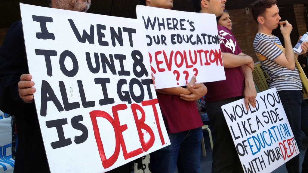 protesters calling for hecs debt changes