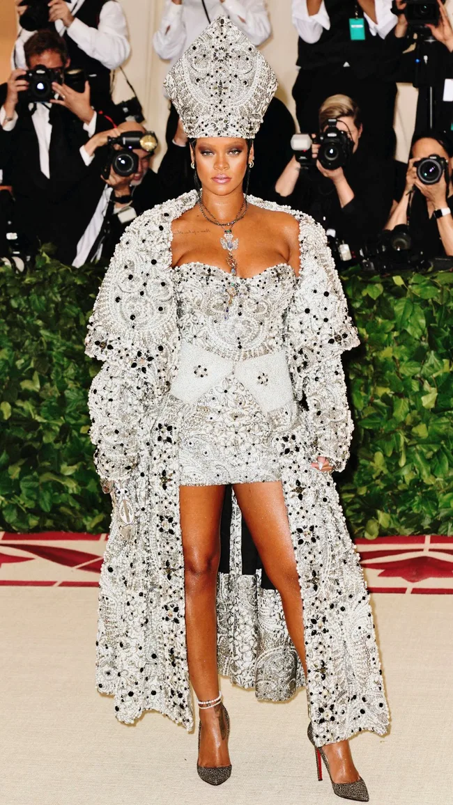 rihanna met gala 2018 pope dress