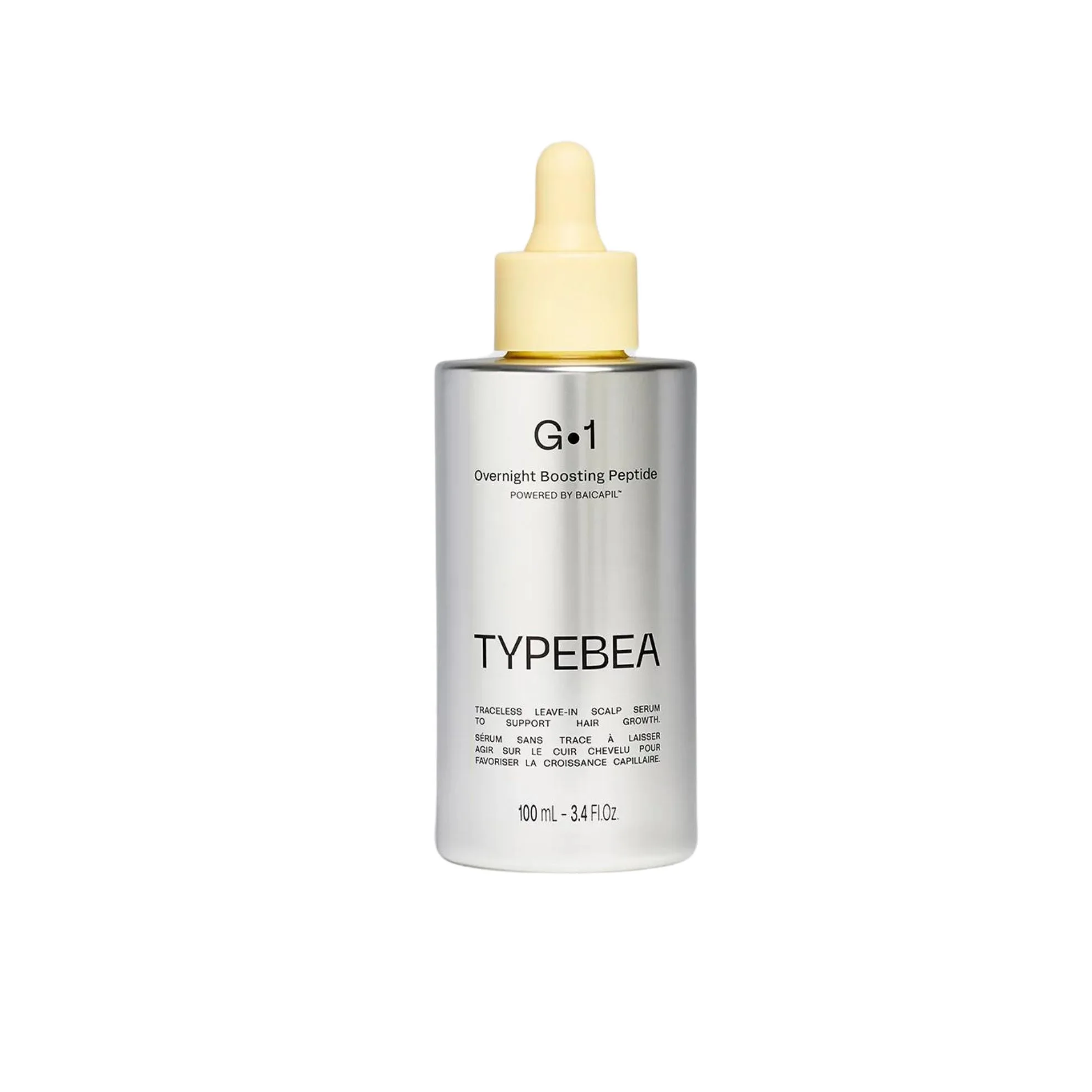 Newly launched Typebea G1 Overnight Boosting Peptide Serum has made a competitive entry to the crowded hair growth serum market. This overnight serum supports your scalp and strengthens your hair at the roots with targeted peptide technology and an ingredient called “Baicipil,” a clinically tested compound made up of soy and wheat sprout proteins. It has been shown to decrease hair loss and increase hair density, and we’re all about it. The serum is housed in a 100ml silver bottle with a dropper and yellow cap. $80.00 at Sephora.