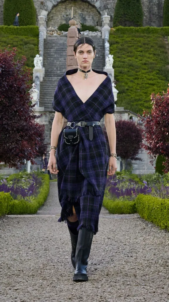 dior cruise 2025 purple tartan