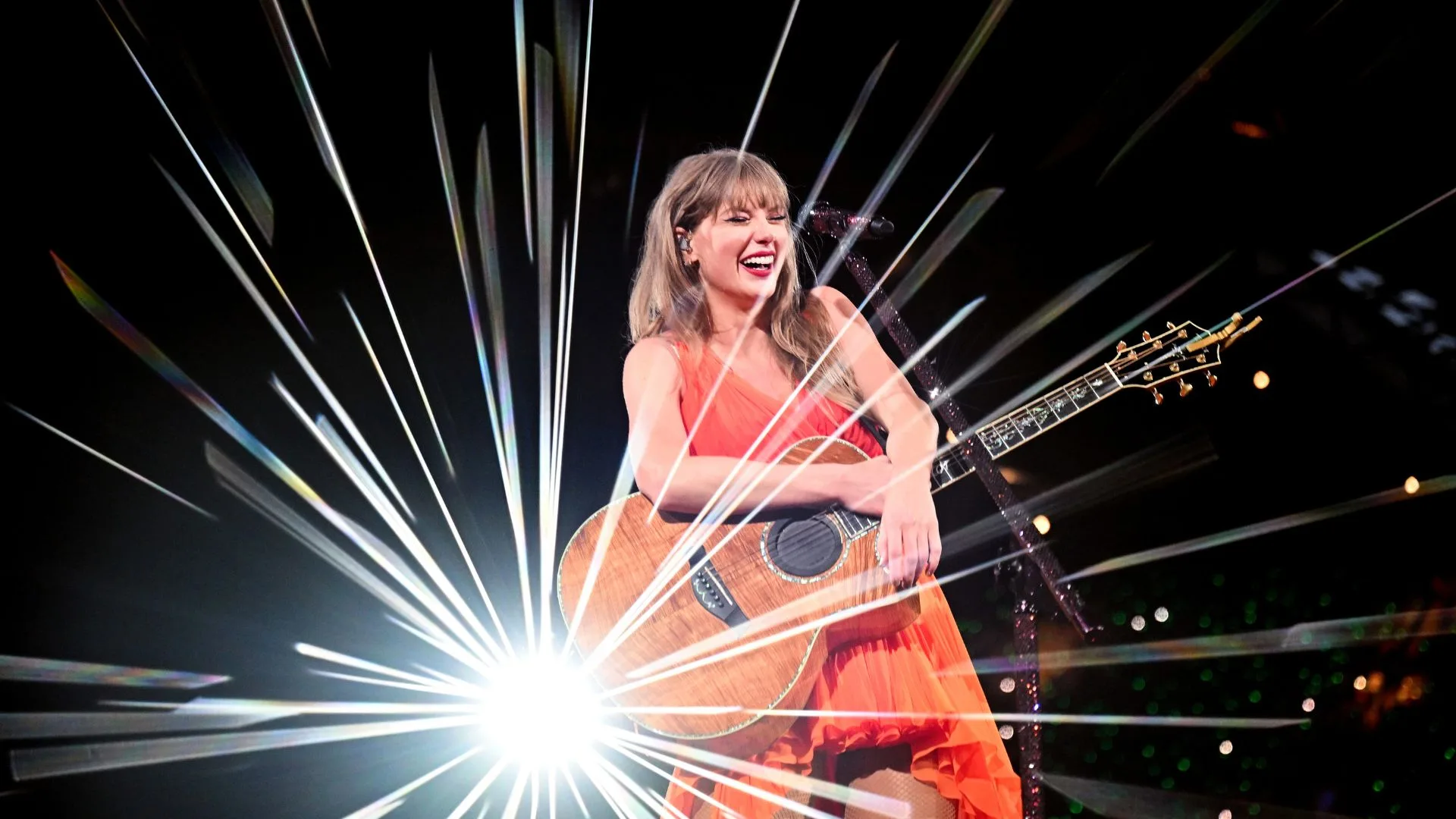 Taylor Swift performs in Cardiff.