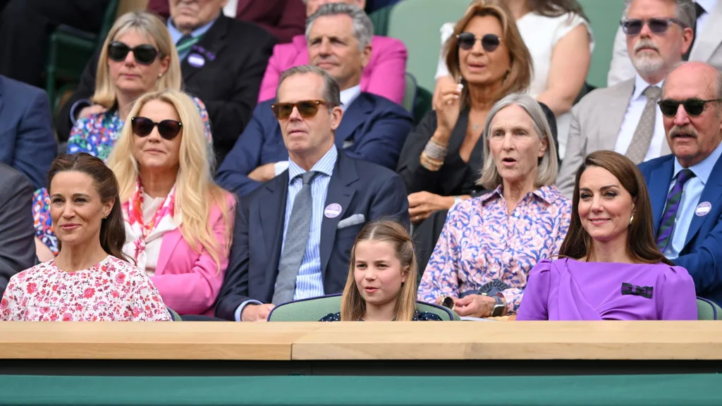 Kate Middleton with Pippa Middleton and Princess Charlotte at Wimbledon.