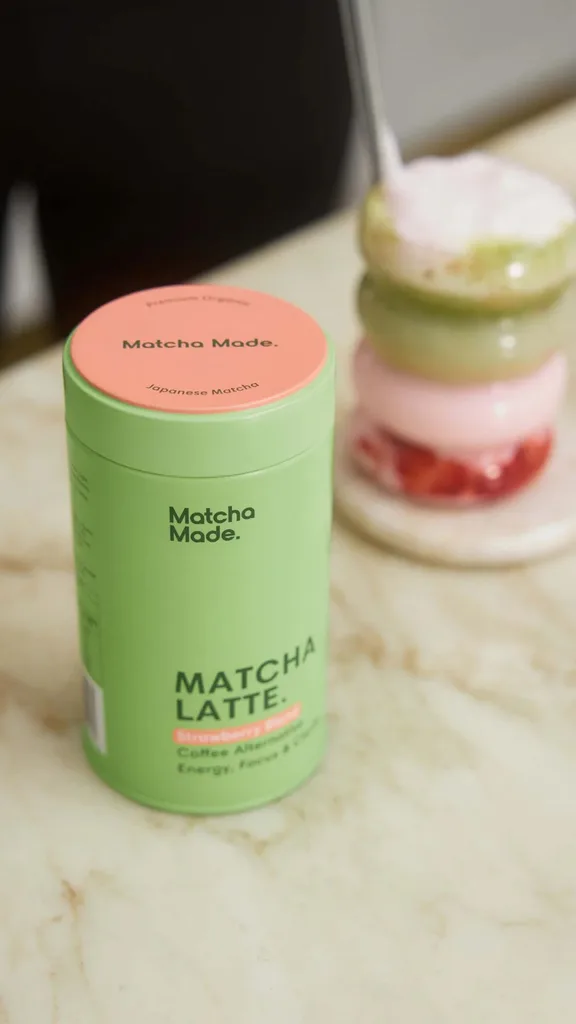 homemade strawberry matcha latte by matcha made