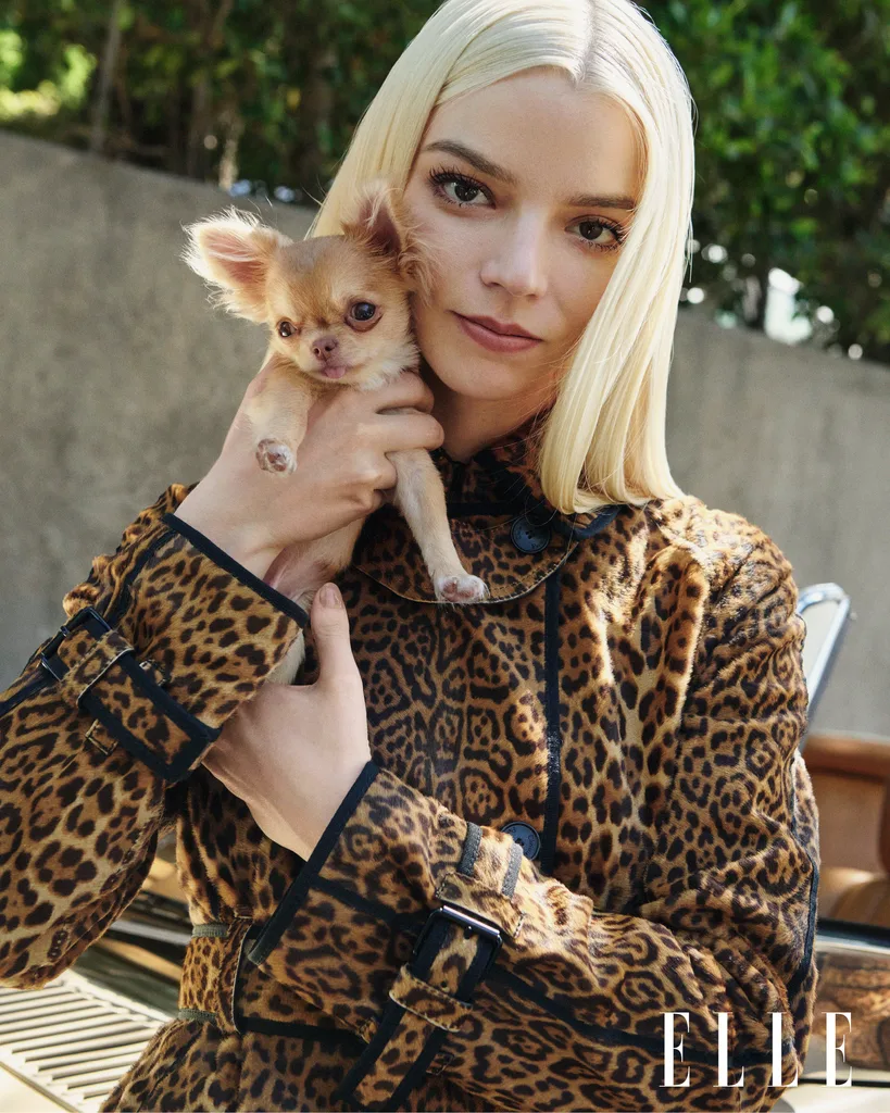 anya taylor joy with her dog bartok for ELLE australia