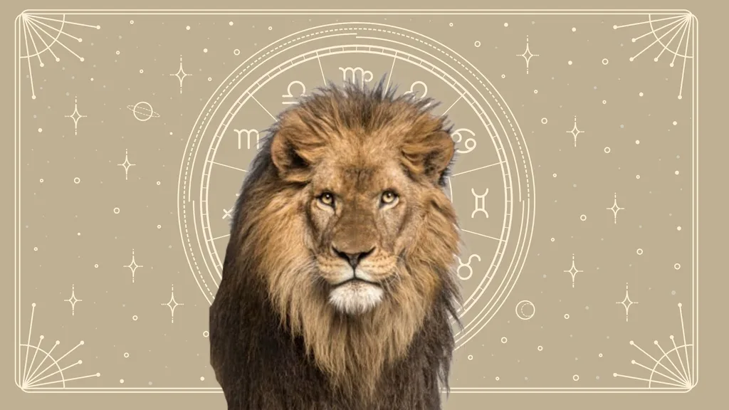 Lion against a horoscope backdrop