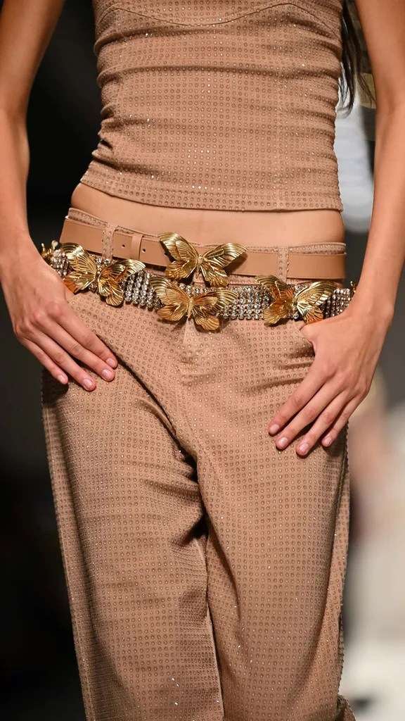 A model walks the runway at the Blumarine fashion show during the Milan Fashion Week Womenswear Spring/Summer 2024 on September 21, 2023 in Milan, Italy.