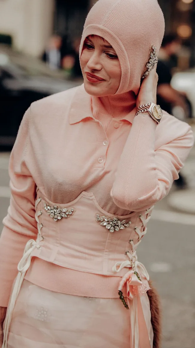 Street style as part of London Ready to Wear Fashion Week on September 15, 2024 in London, England.