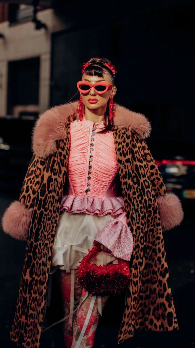 Street style at London RTW Fashion Week on February 18, 2024 in London, England.
