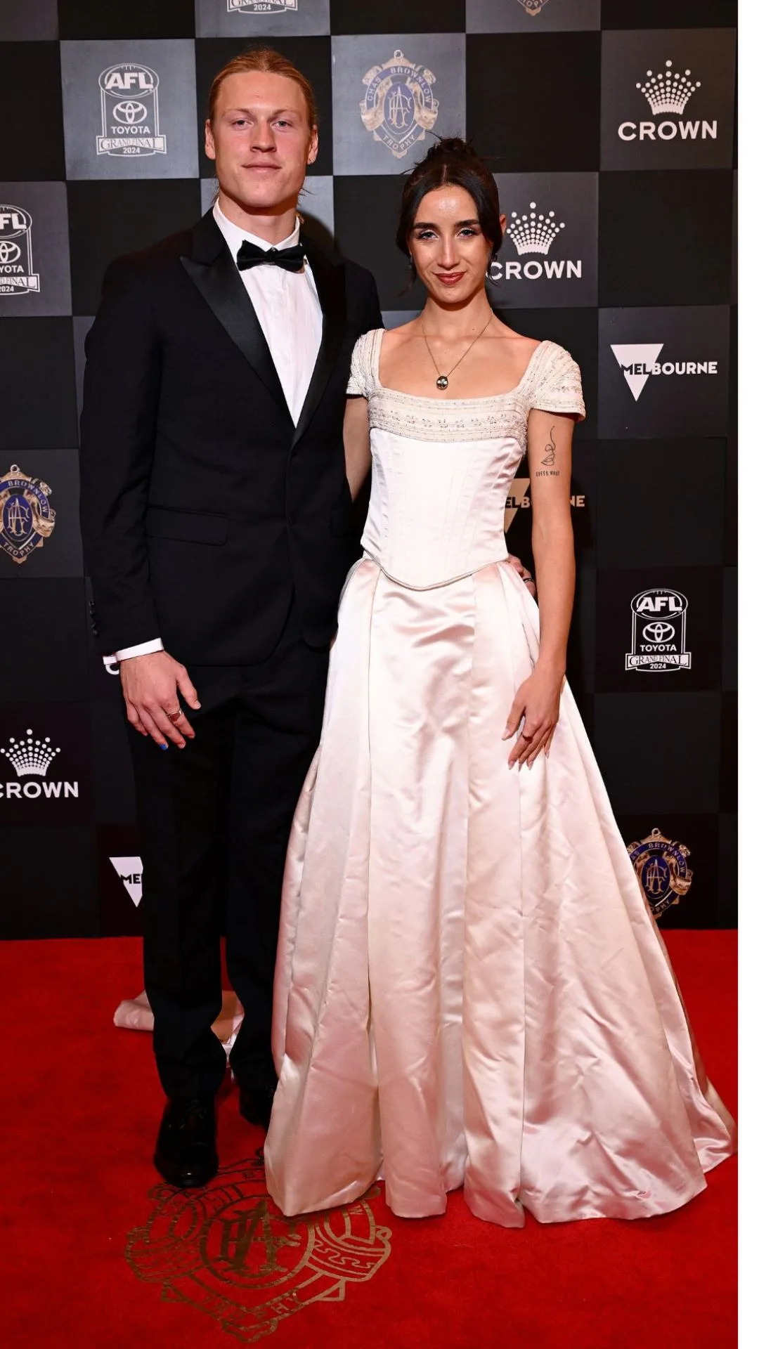 Hayden Young and Rali Maynard arrive at the 2024 Brownlow Medal G