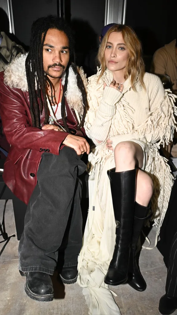 Luka Sabbat and Paris Jackson attend the Ann Demeulemeester Paris Womenswear Spring-Summer 2025 show as part of Paris Fashion Week on September 28, 2024 in Paris, France.
