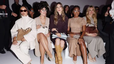 Jade Thirlwall, Raye, Zita d'Hauteville, Normani and Shailene Woodley are seen front row at the Fendi fashion show during Milan Fashion Week Womenswear Spring/Summer 2025 on September 17, 2024 in Milan, Italy.