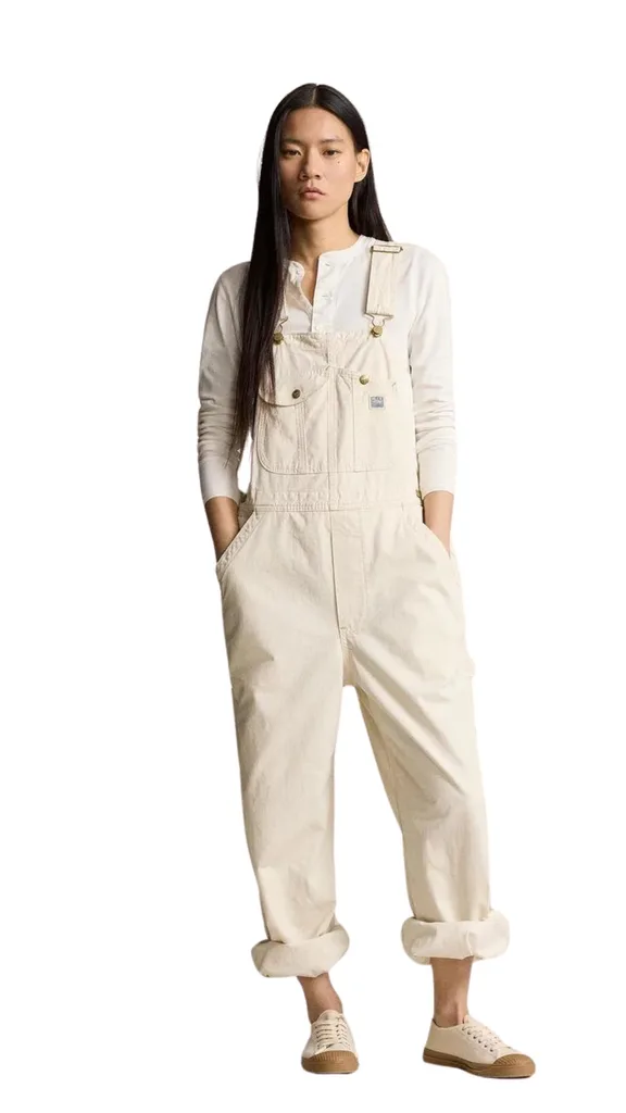 Cream coloured denim overalls by Polo Ralph Lauren