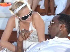 paris hilton and diddy at a white party