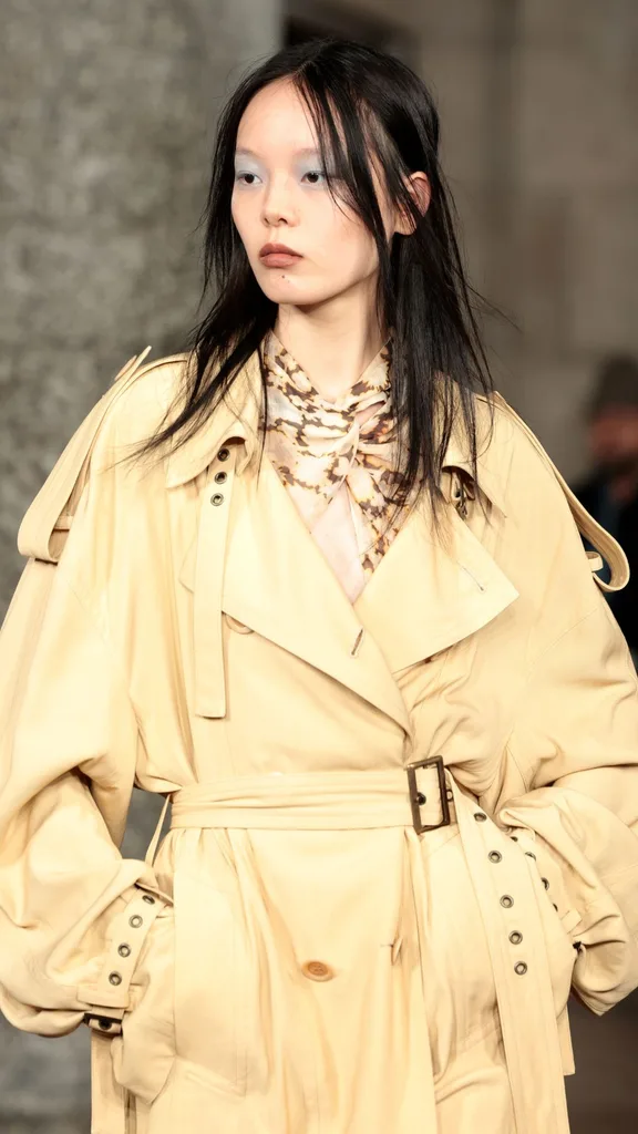 A model walks the runway at the KNWLS show during London Fashion Week September 2024 at on September 15, 2024 in London, England.