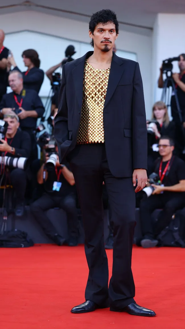 Omar Apollo attends the red carpet for the movie "Queer" at the 81st Venice International Film Festival at Palazzo del Cinema on September 03, 2024 in Venice, Italy.