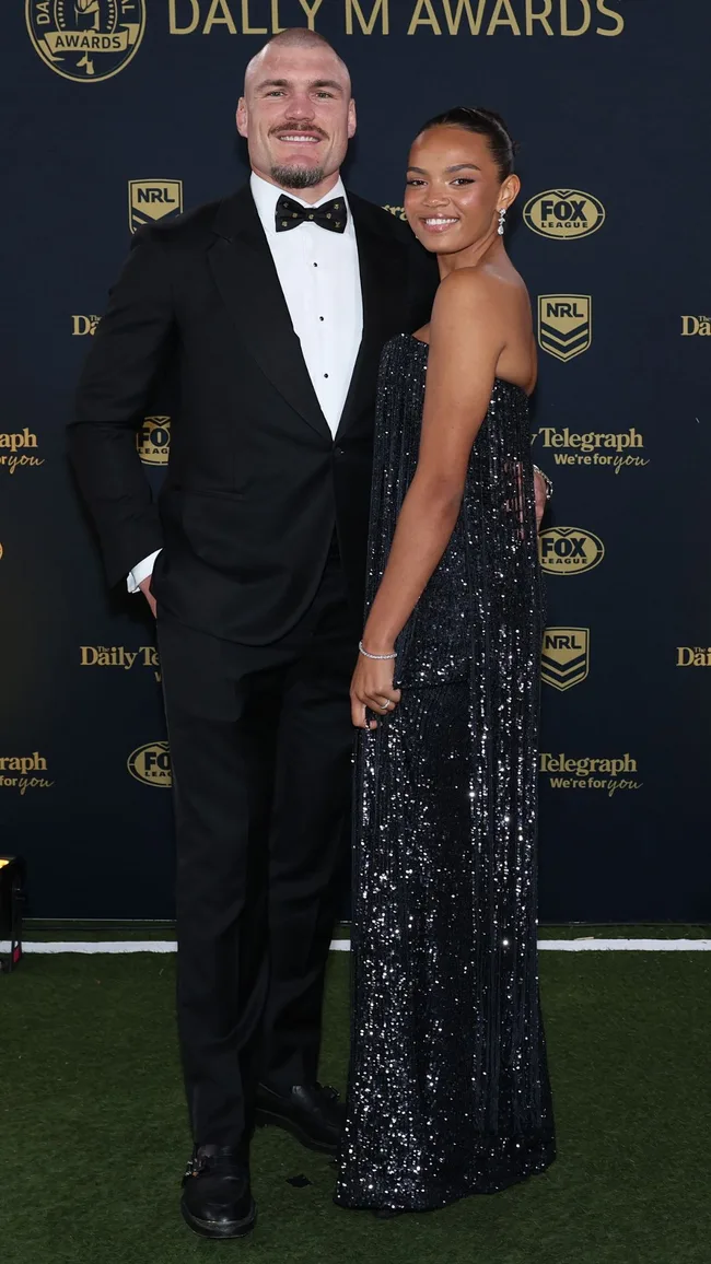 Angus Crichton of the Roosters and Chloe Esegbona at dally ms red carpet