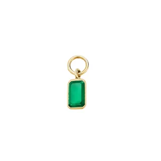 Single Emerald Cut Gemstone Hoop Charm