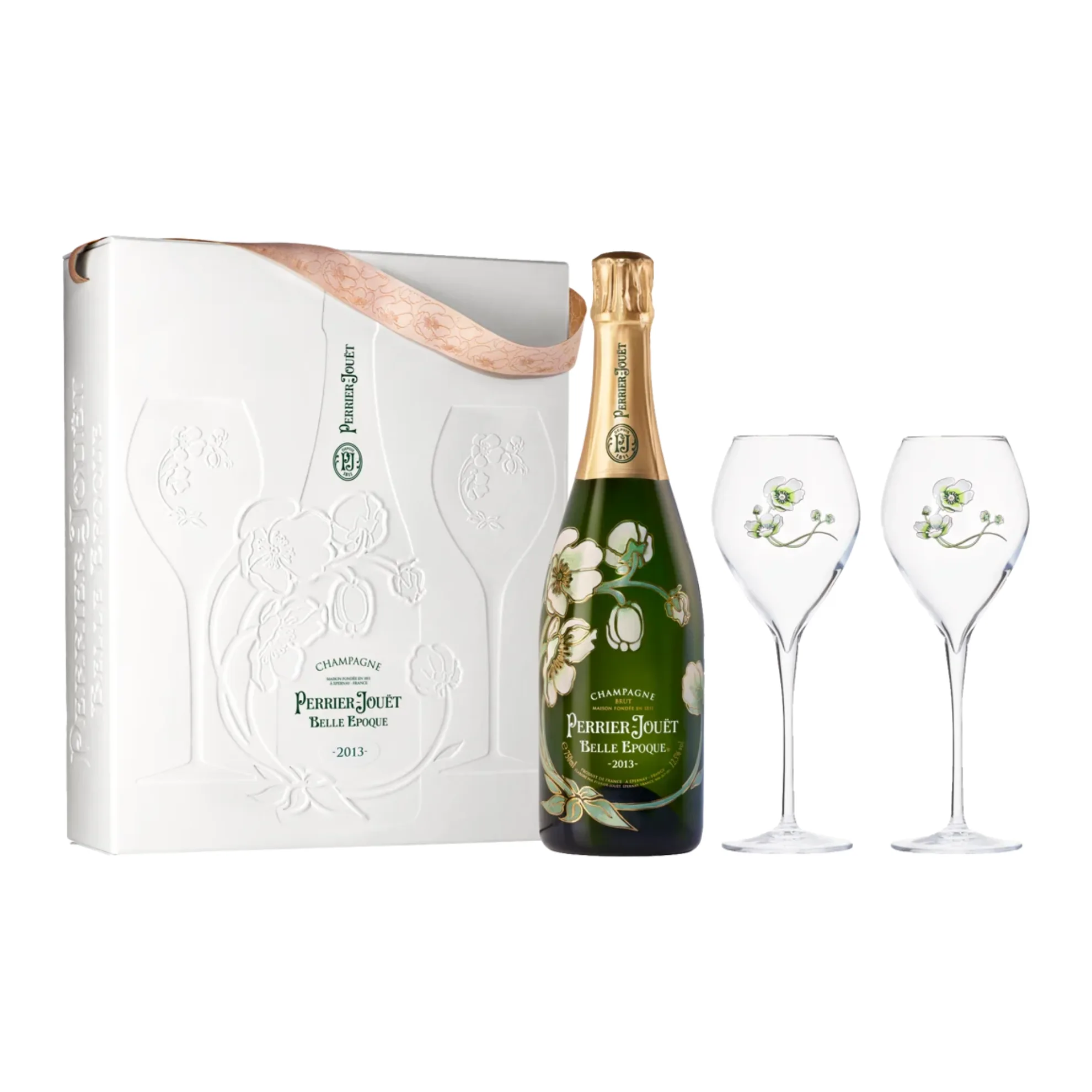 Perrier-Jouet-Belle Epoque-Champagne-and-flutes-Gift-Pack