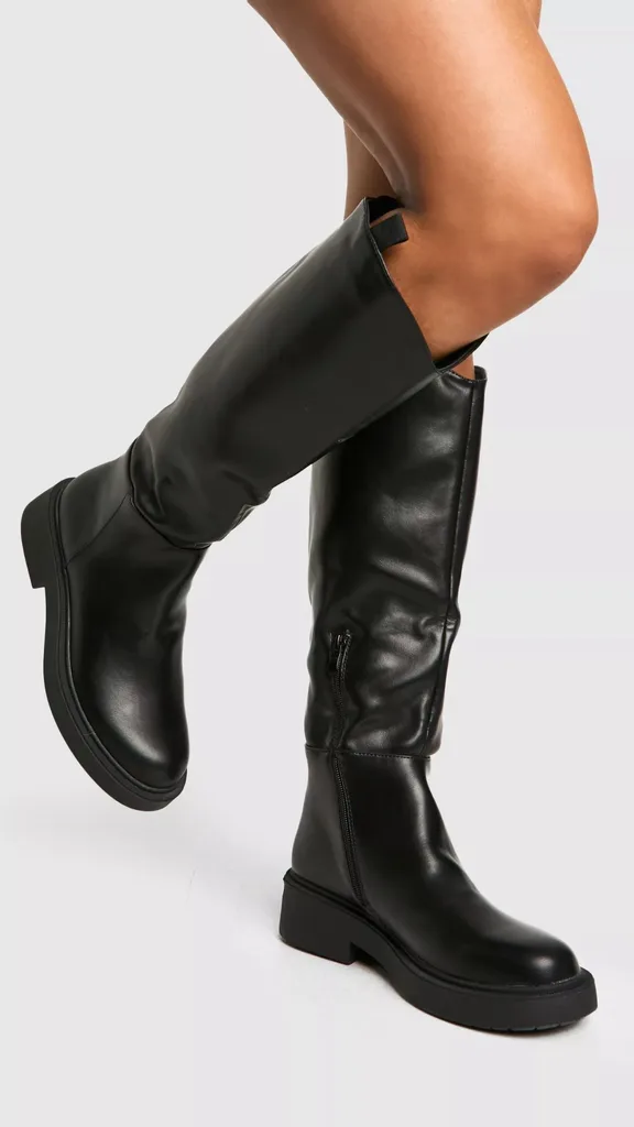 Boohoo Tab Detail Knee High Boots