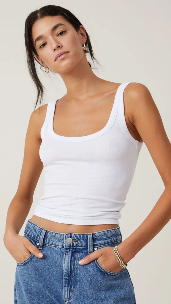 Cotton On, Staple Rib Double Scoop Tank