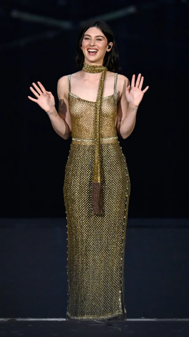 gracie abrams sheer dress Gracie Abrams' cream veiled dress is giving ethereal bride at 2025 Grammys