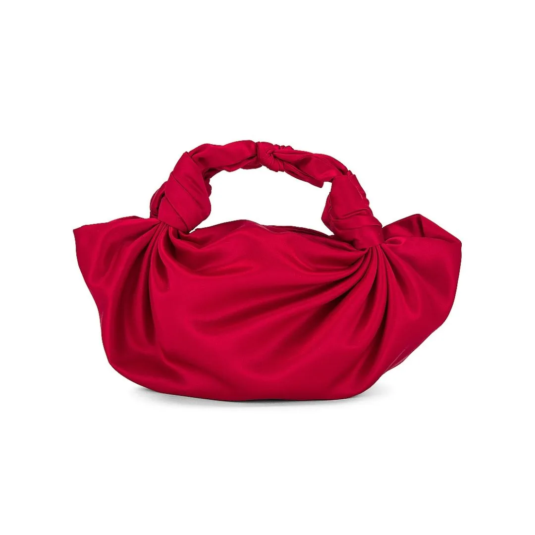 Red satin knot bag