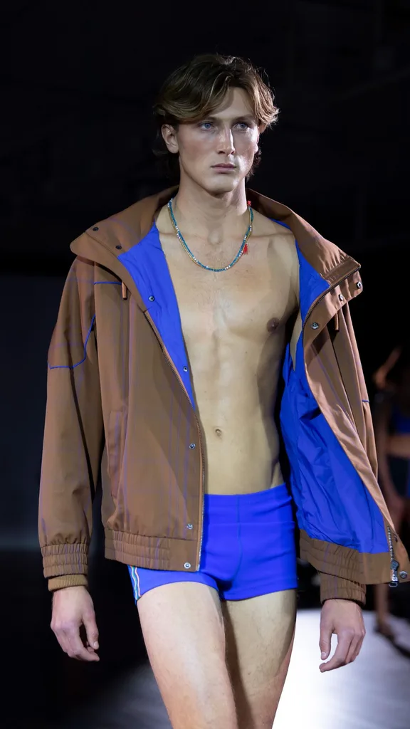 A model wearing Nagnata walks the runway during the Nagnata 'Future Movements' Fashion Presentation at Sydney Modern on June 05, 2023 in Sydney, Australia.