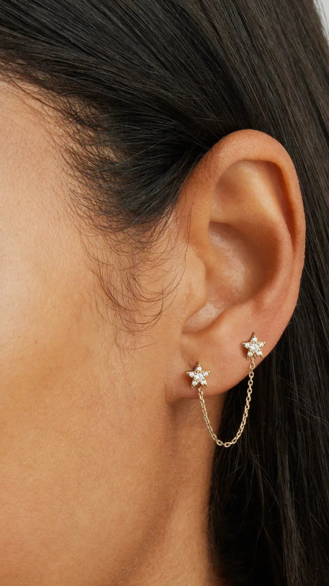 By Charlotte, 9K Solid Gold Earring Threader with Starlight Earrings