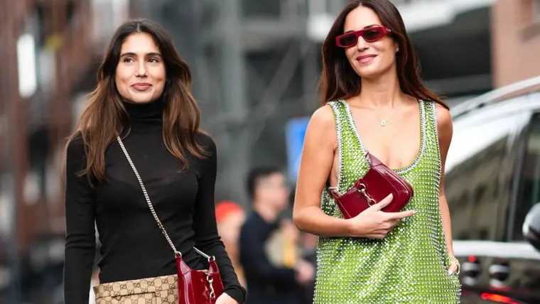 Belen Hostalet and Gala Gonzalez outside at Milan Fashion Week