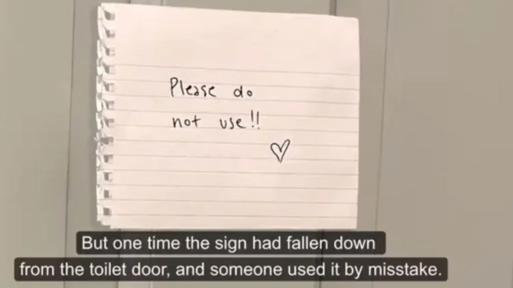 A sign on Matilda Djerf's Djerf Avenue private toilet