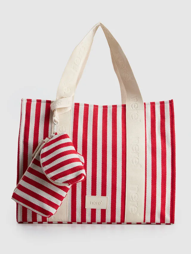Striped beach bag