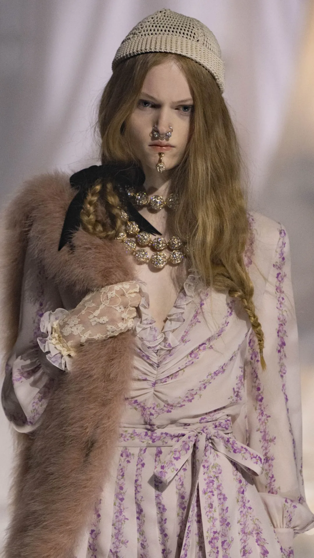 A model walks the runway during the Valentino Ready to Wear Spring/Summer 2025 fashion show as part of the Paris Fashion Week on September 29, 2024 in Paris, France.