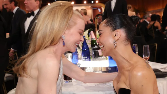 golden globes 2025 behind the scenes nicole kidman and zoe saldana