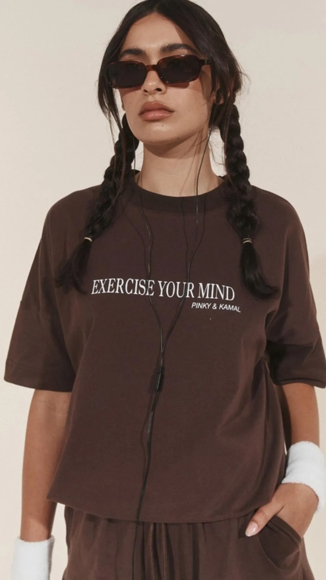 Pinky & Kamil Exercise Your Mind Slogan Tee 