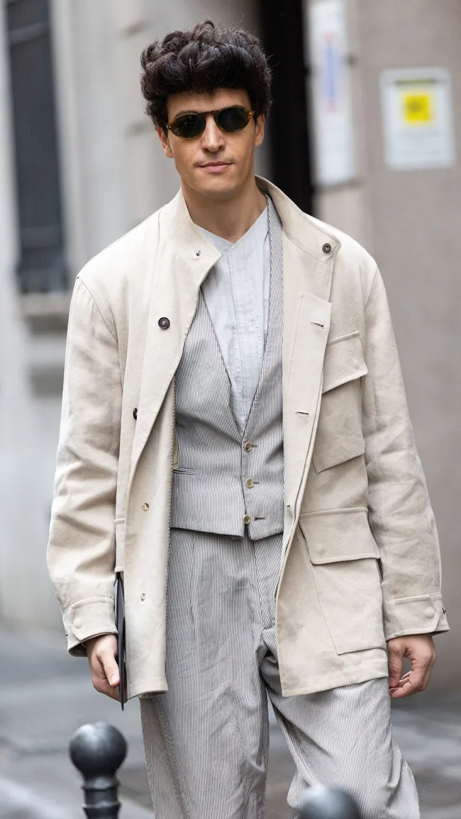 A guest arriving at Giorgio Armani