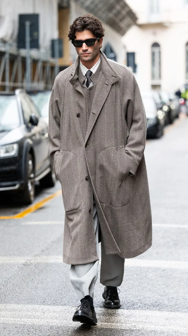 A guest arriving at Giorgio Armani
