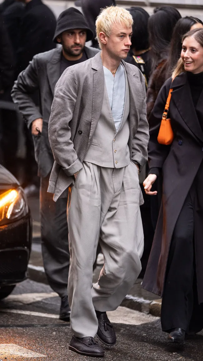 A guest arriving at Giorgio Armani