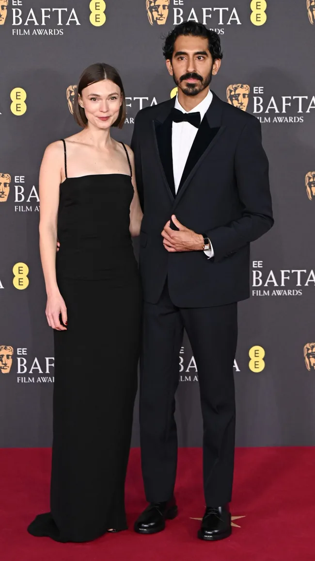 baftas red carpet 2025 dev patel and tilda cobham harvey