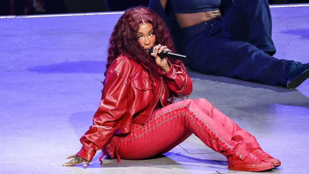 SZA performing onstage with Kendrick Lamar at the 2025 Super Bowl