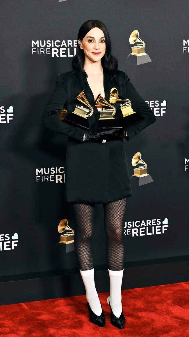 st vincent on the grammys red carpet 2025