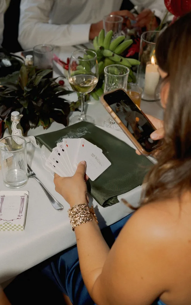 Guests were given personalised playing cards