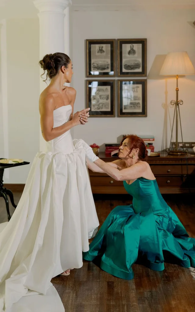 Lauren with her mother who designed her dress