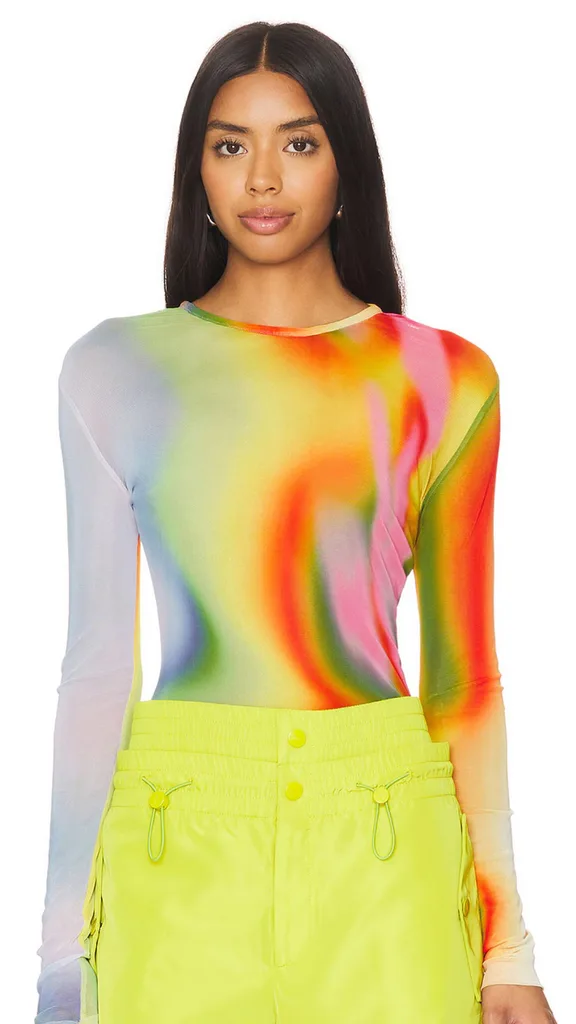 Monse Rainbow Heatwave Mesh Top