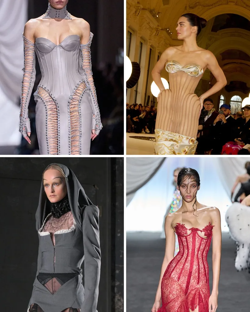 Bustiers and corsets were featured at Schiaparelli, Jean Paul Gaultier and Dilara Findikoglu
