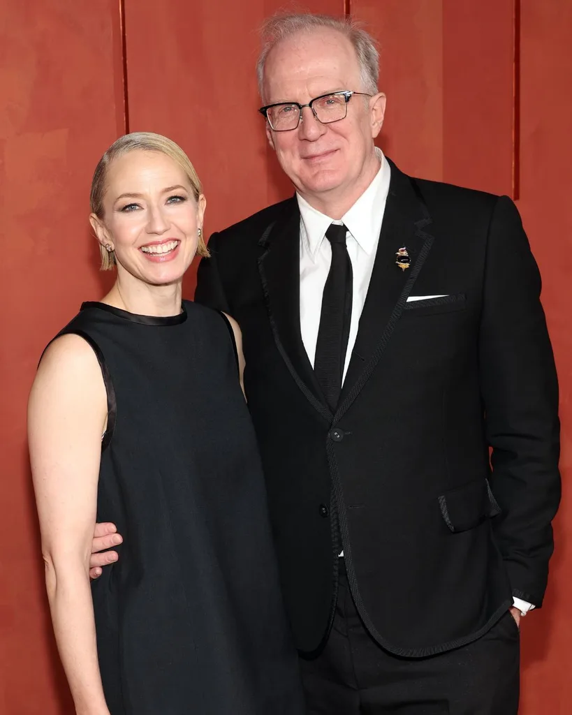 white lotus season three cast member carrie coon with husband tracy letts