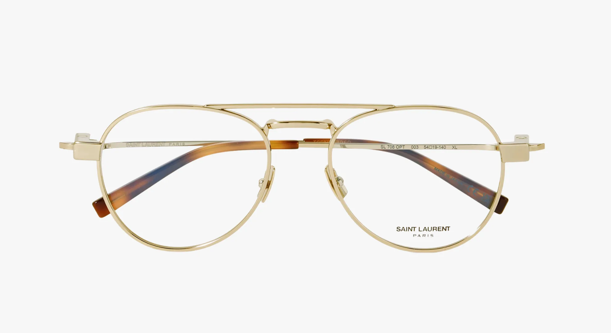 Best Slutty Little Glasses_Wire-Framed Glasses_Saint Laurent Aviator-Style Gold-Tone Optical Glasses