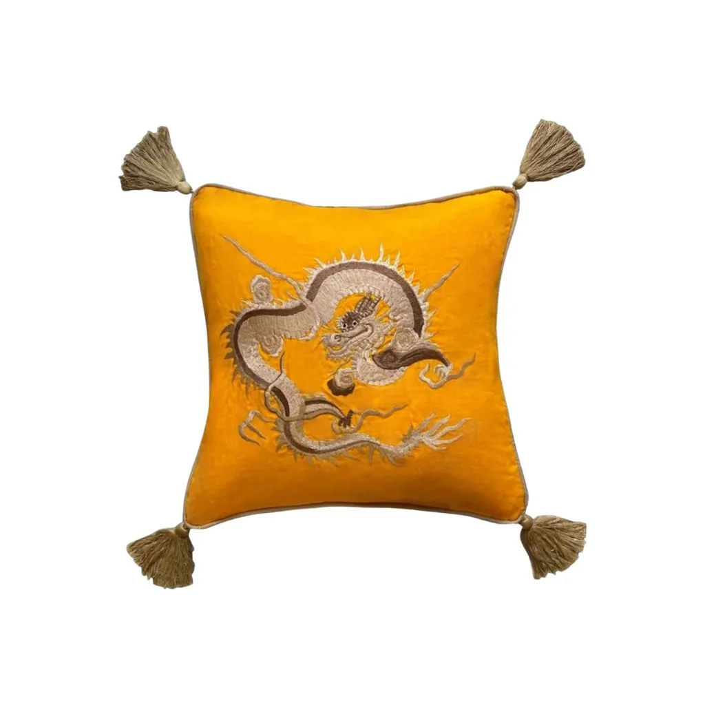 Les Ottomans Dragon Embroidered Cushion