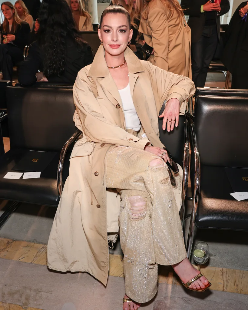 Anne Hathaway attends the Ralph Lauren show in New York