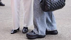 Street style people wearing crocs clog